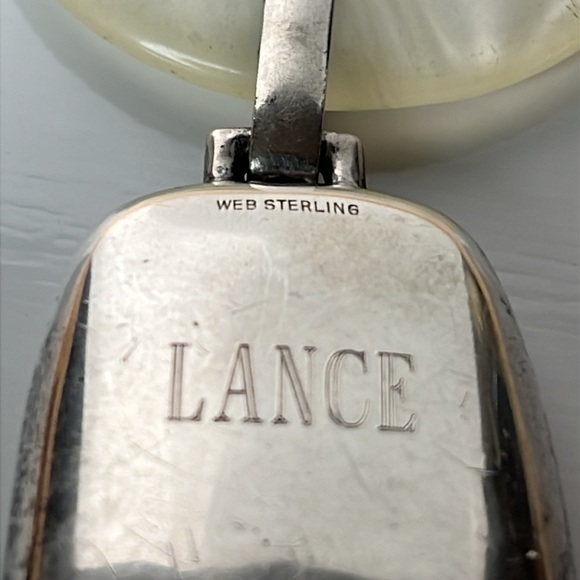 Antique Webster Sterling Silver Birth Record Baby Rattle Teething Ring - Picture 4 of 14